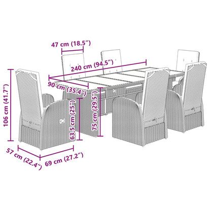 Garden Dining Set | Grey | PE rattan | 6-seater | Seats Many