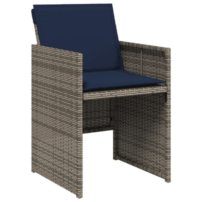 7 Piece Garden Dining Set with Cushions Grey Poly Rattan