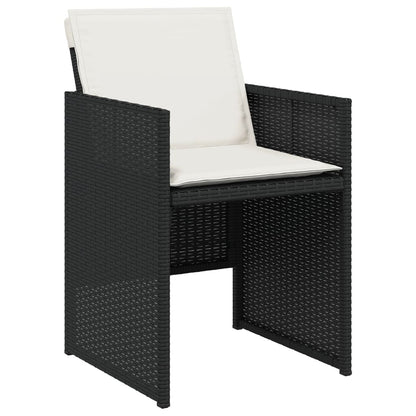 11 Piece Patio Dining Set with Cushions Black Poly Rattan