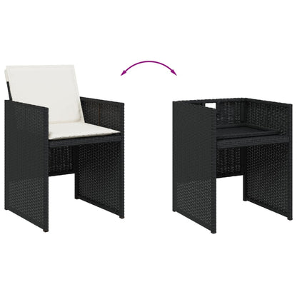 11 Piece Patio Dining Set with Cushions Black Poly Rattan