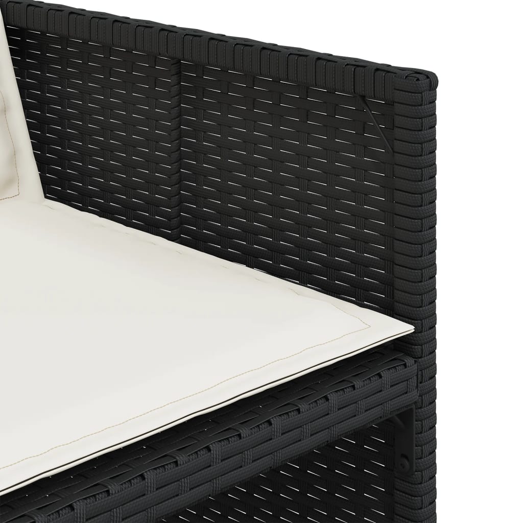 11 Piece Patio Dining Set with Cushions Black Poly Rattan