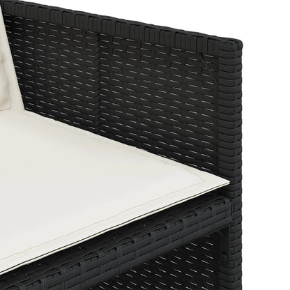 11 Piece Patio Dining Set with Cushions Black Poly Rattan