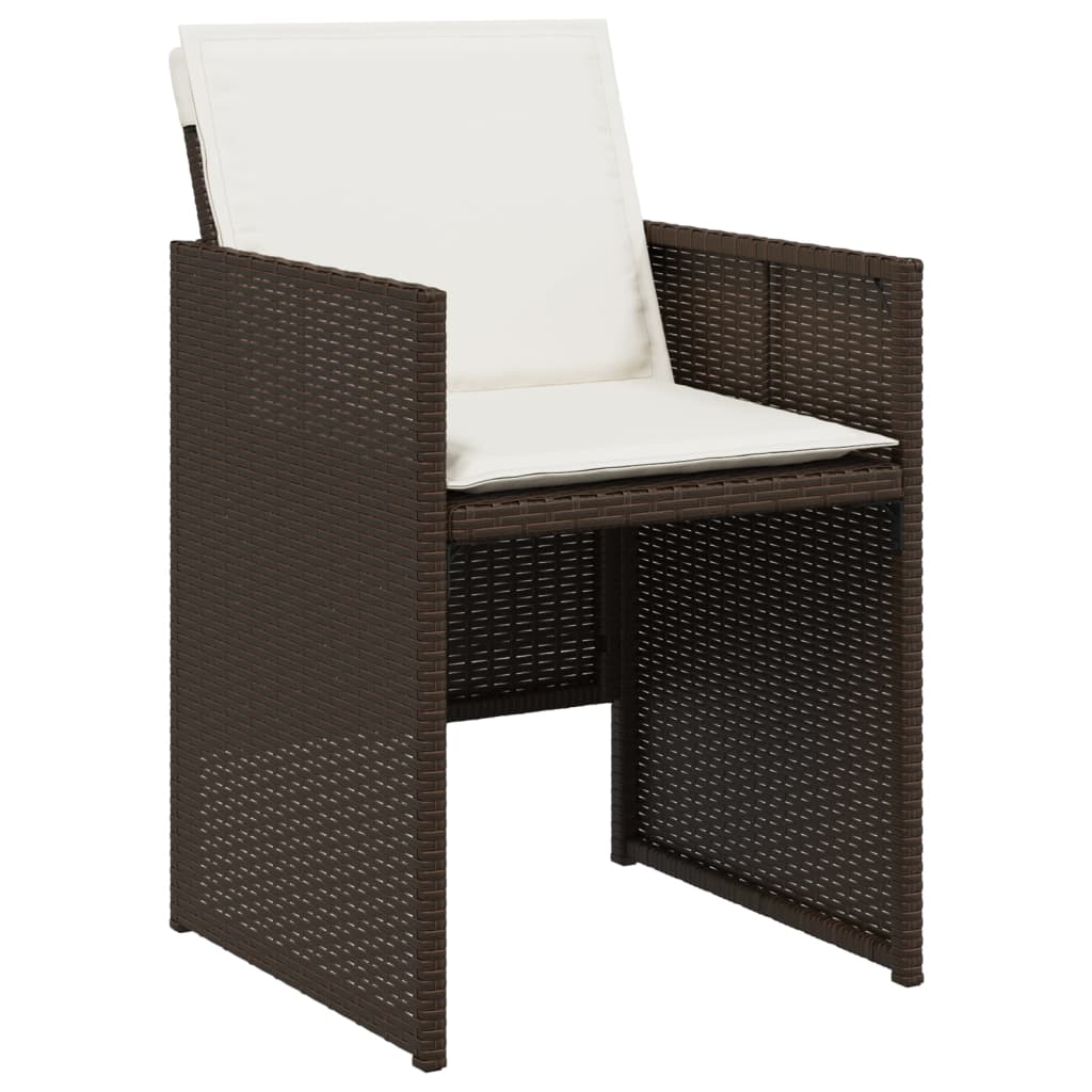 11 Piece Patio Dining Set with Cushions Brown Poly Rattan