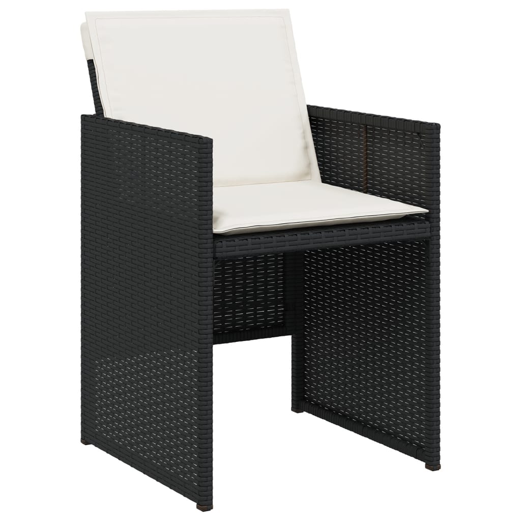 11 Piece Patio Dining Set with Cushions Black Poly Rattan