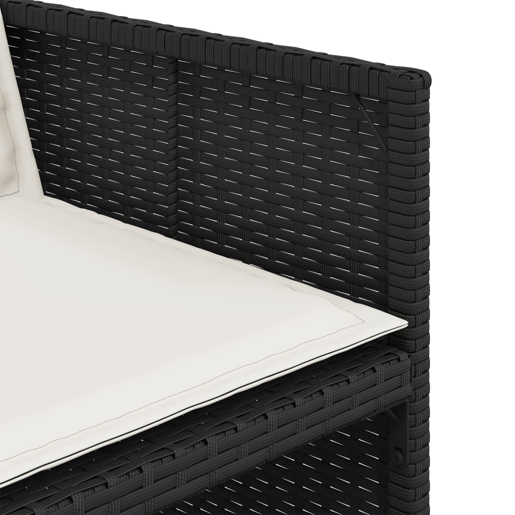 11 Piece Patio Dining Set with Cushions Black Poly Rattan