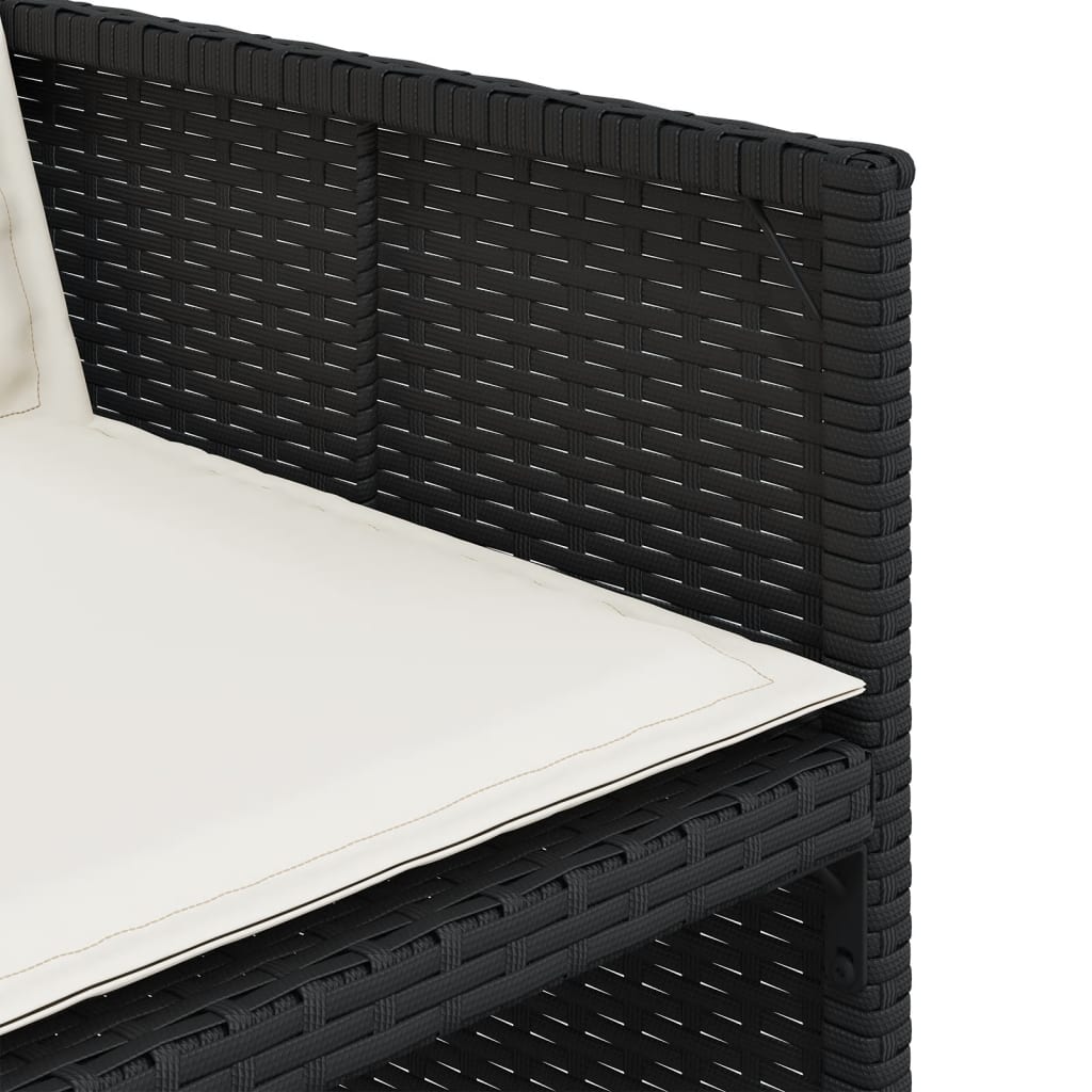 13 Piece Patio Dining Set with Cushions Black Poly Rattan