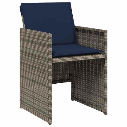 11 Piece Garden Dining Set with Cushions Grey Poly Rattan