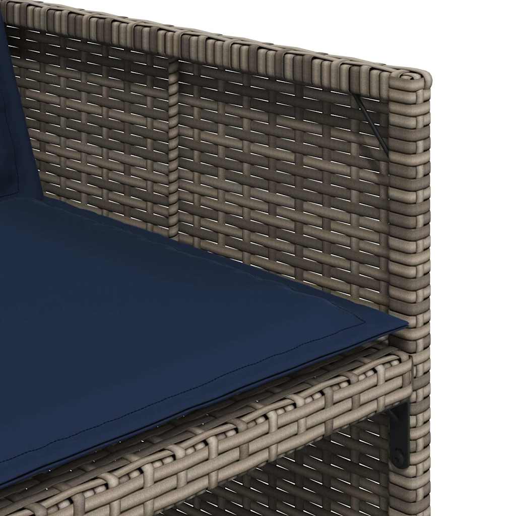 11 Piece Garden Dining Set with Cushions Grey Poly Rattan