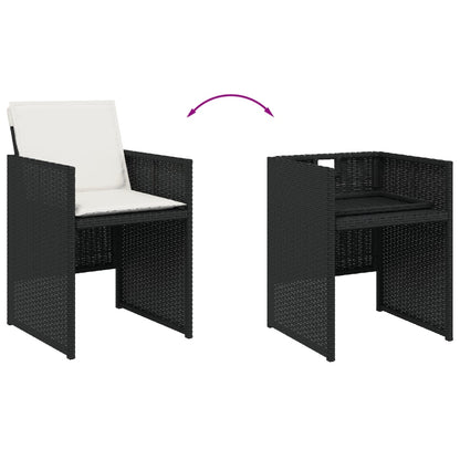 15 Piece Patio Dining Set with Cushions Black Poly Rattan