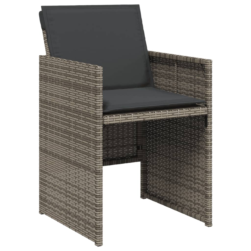 15 Piece Patio Dining Set with Cushions Gray Poly Rattan