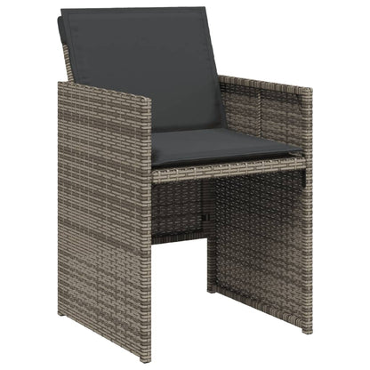 15 Piece Patio Dining Set with Cushions Gray Poly Rattan