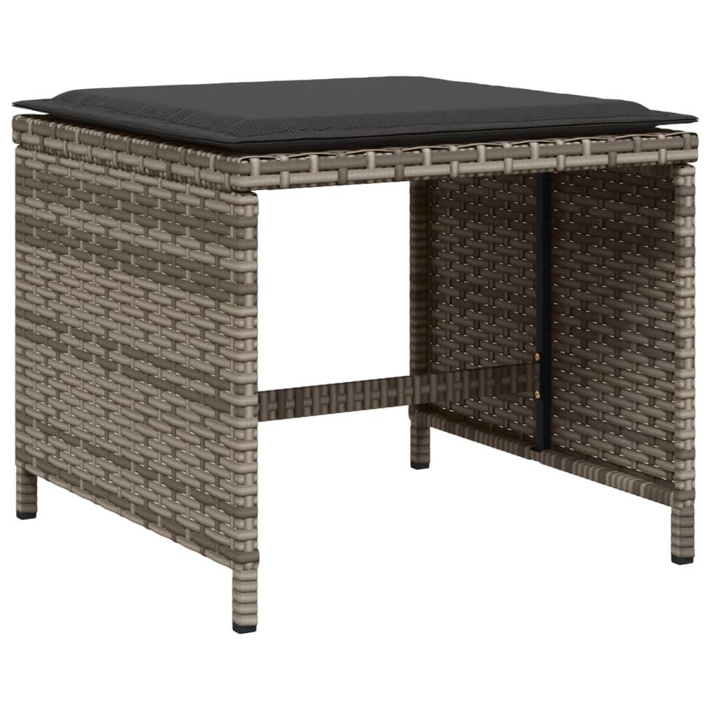 15 Piece Patio Dining Set with Cushions Gray Poly Rattan