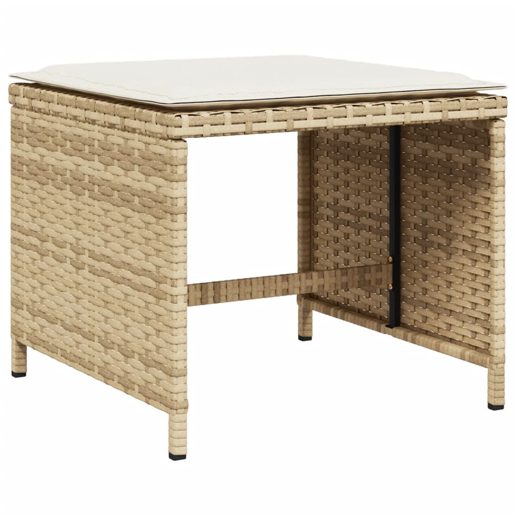 15 Piece Patio Dining Set with Cushions Beige Poly Rattan