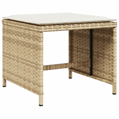 15 Piece Patio Dining Set with Cushions Beige Poly Rattan