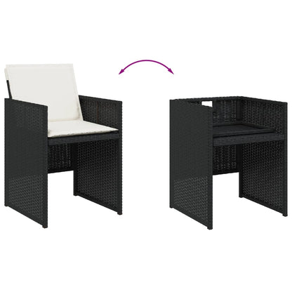 15 Piece Patio Dining Set with Cushions Black Poly Rattan