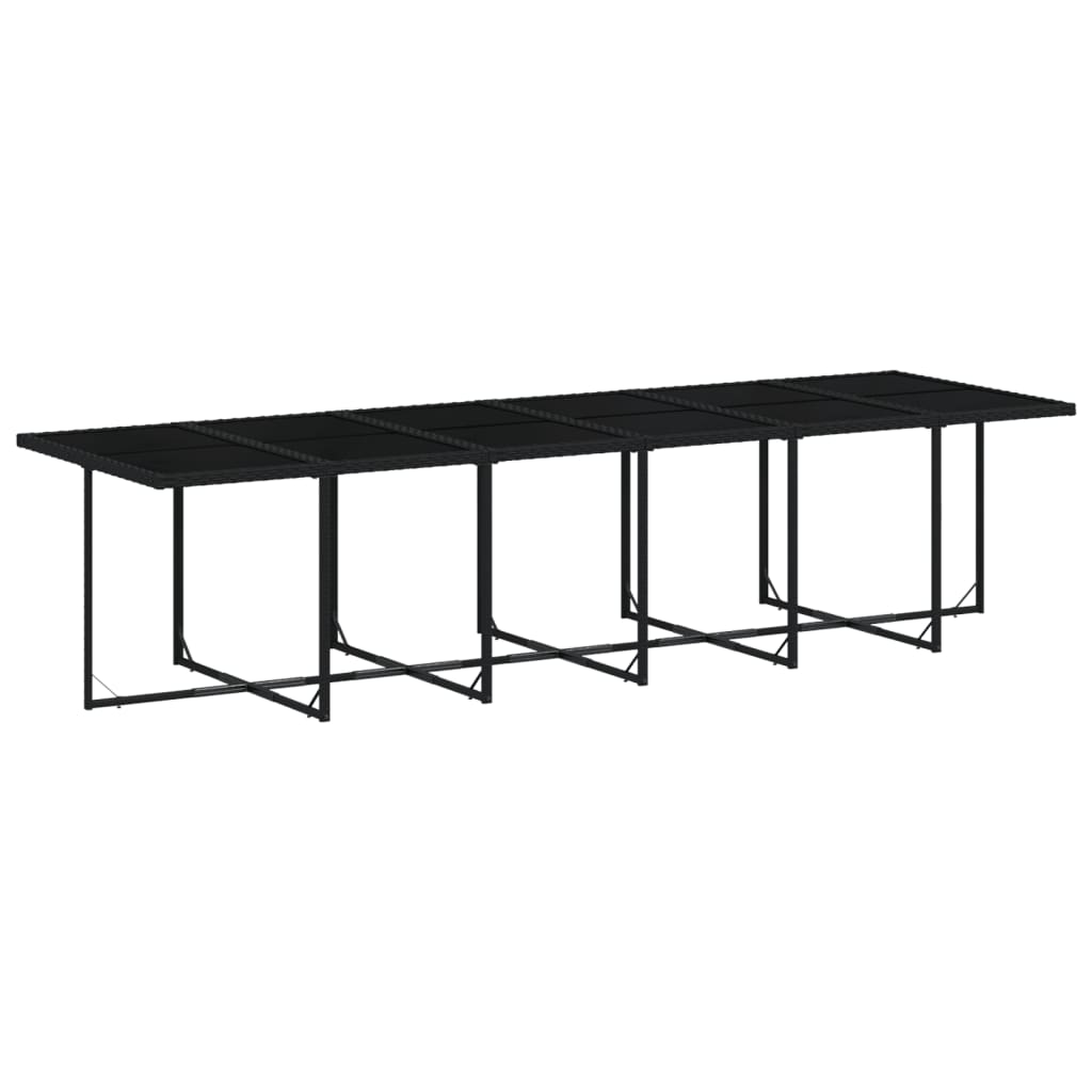 17 Piece Patio Dining Set with Cushions Black Poly Rattan