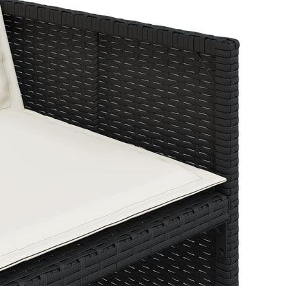 17 Piece Patio Dining Set with Cushions Black Poly Rattan
