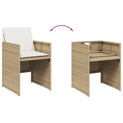 17 Piece Garden Dining Set with Cushions Beige Poly Rattan