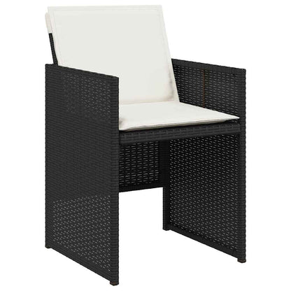 15 Piece Patio Dining Set with Cushions Black Poly Rattan
