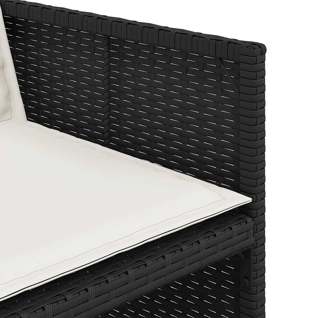 15 Piece Patio Dining Set with Cushions Black Poly Rattan