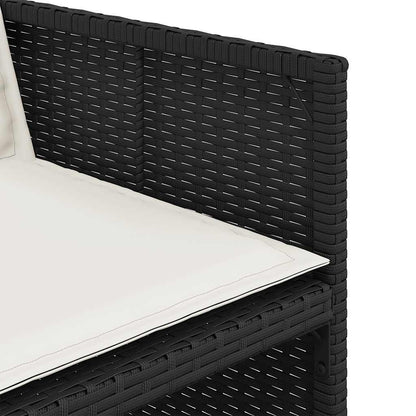 15 Piece Patio Dining Set with Cushions Black Poly Rattan