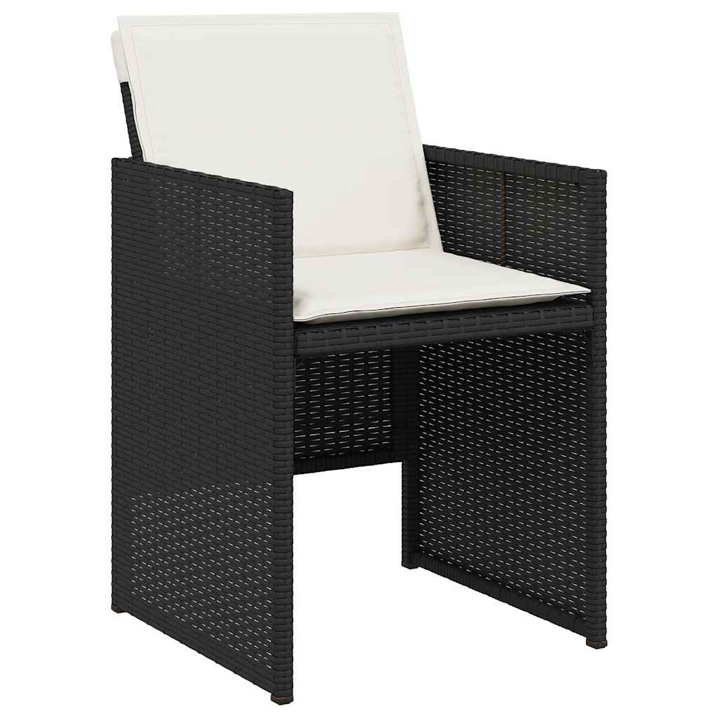 17 Piece Patio Dining Set with Cushions Black Poly Rattan