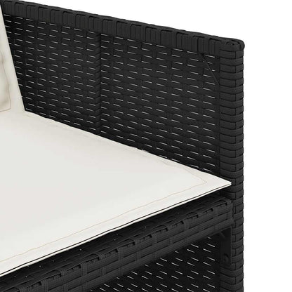17 Piece Patio Dining Set with Cushions Black Poly Rattan