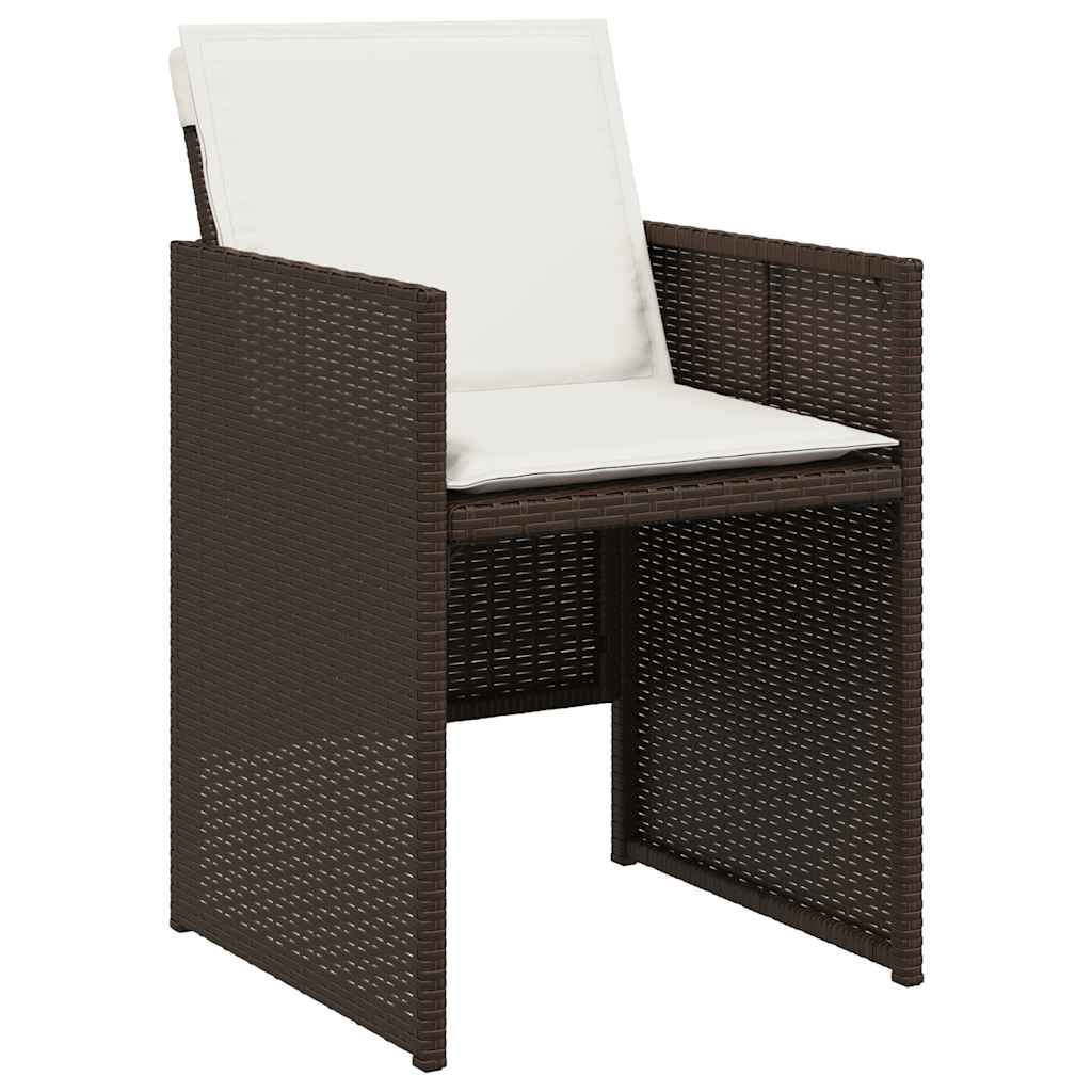 17 Piece Patio Dining Set with Cushions Brown Poly Rattan