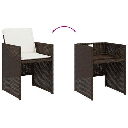 17 Piece Patio Dining Set with Cushions Brown Poly Rattan