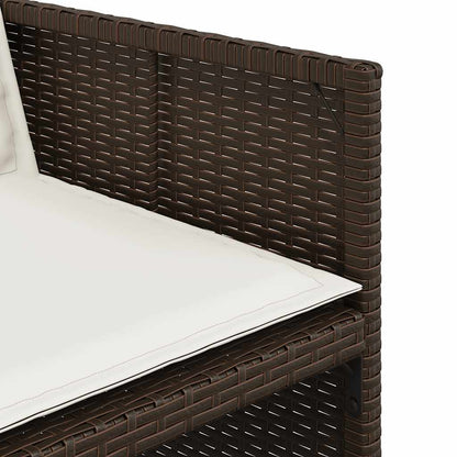 17 Piece Patio Dining Set with Cushions Brown Poly Rattan