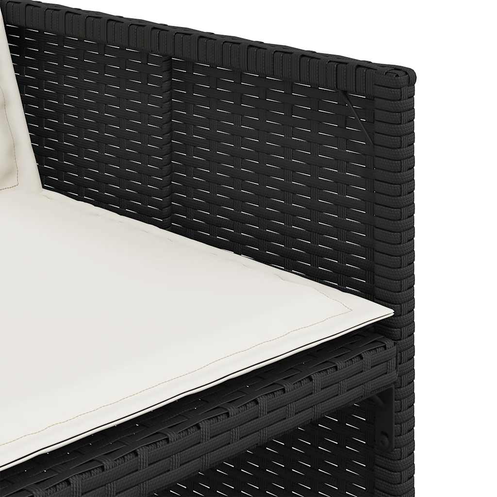 17 Piece Patio Dining Set with Cushions Black Poly Rattan