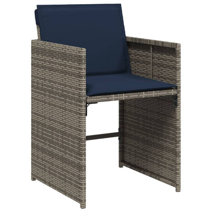 5 Piece Garden Dining Set with Cushions Grey Poly Rattan