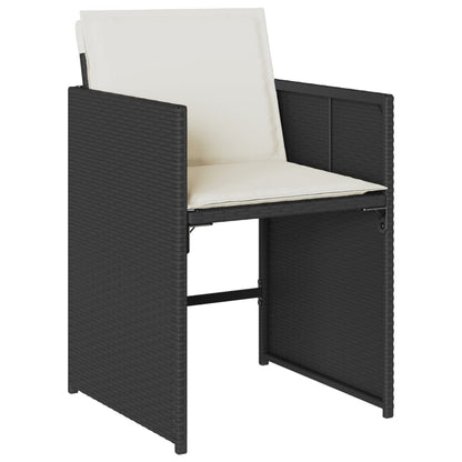 11 Piece Patio Dining Set with Cushions Black Poly Rattan