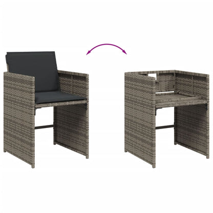 13 Piece Patio Dining Set with Cushions Gray Poly Rattan