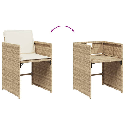 13 Piece Patio Dining Set with Cushions Beige Poly Rattan