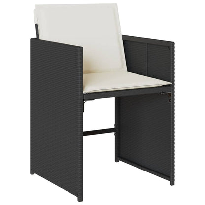 13 Piece Patio Dining Set with Cushions Black Poly Rattan