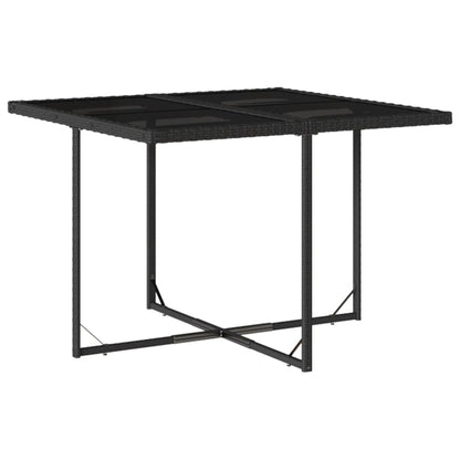 9 Piece Patio Dining Set with Cushions Black Poly Rattan
