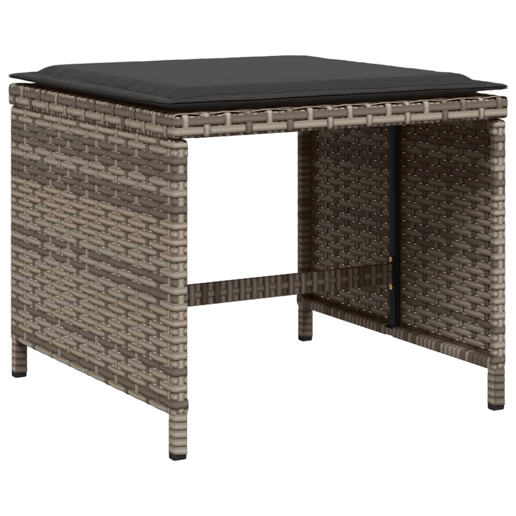 13 Piece Patio Dining Set with Cushions Gray Poly Rattan