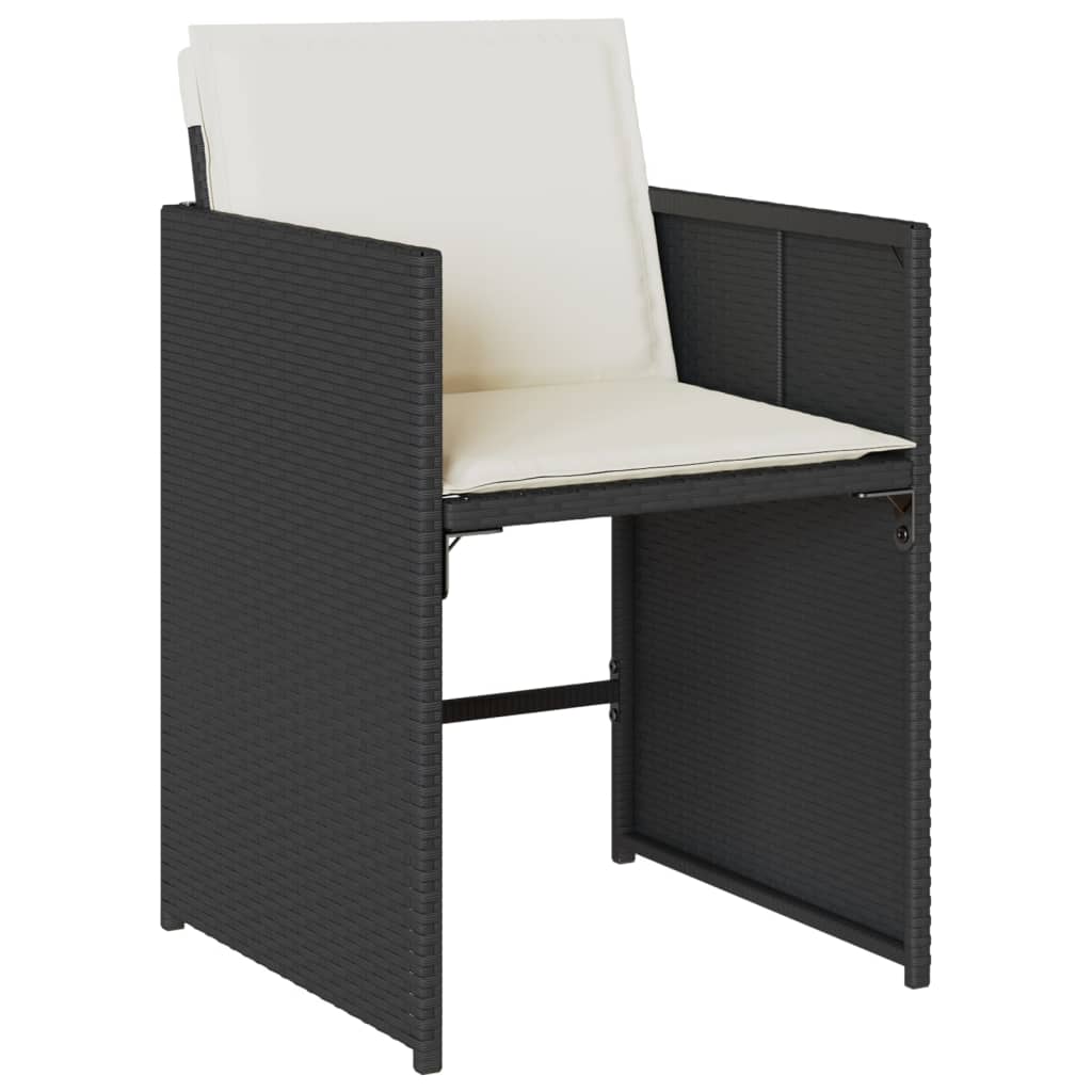 13 Piece Patio Dining Set with Cushions Black Poly Rattan