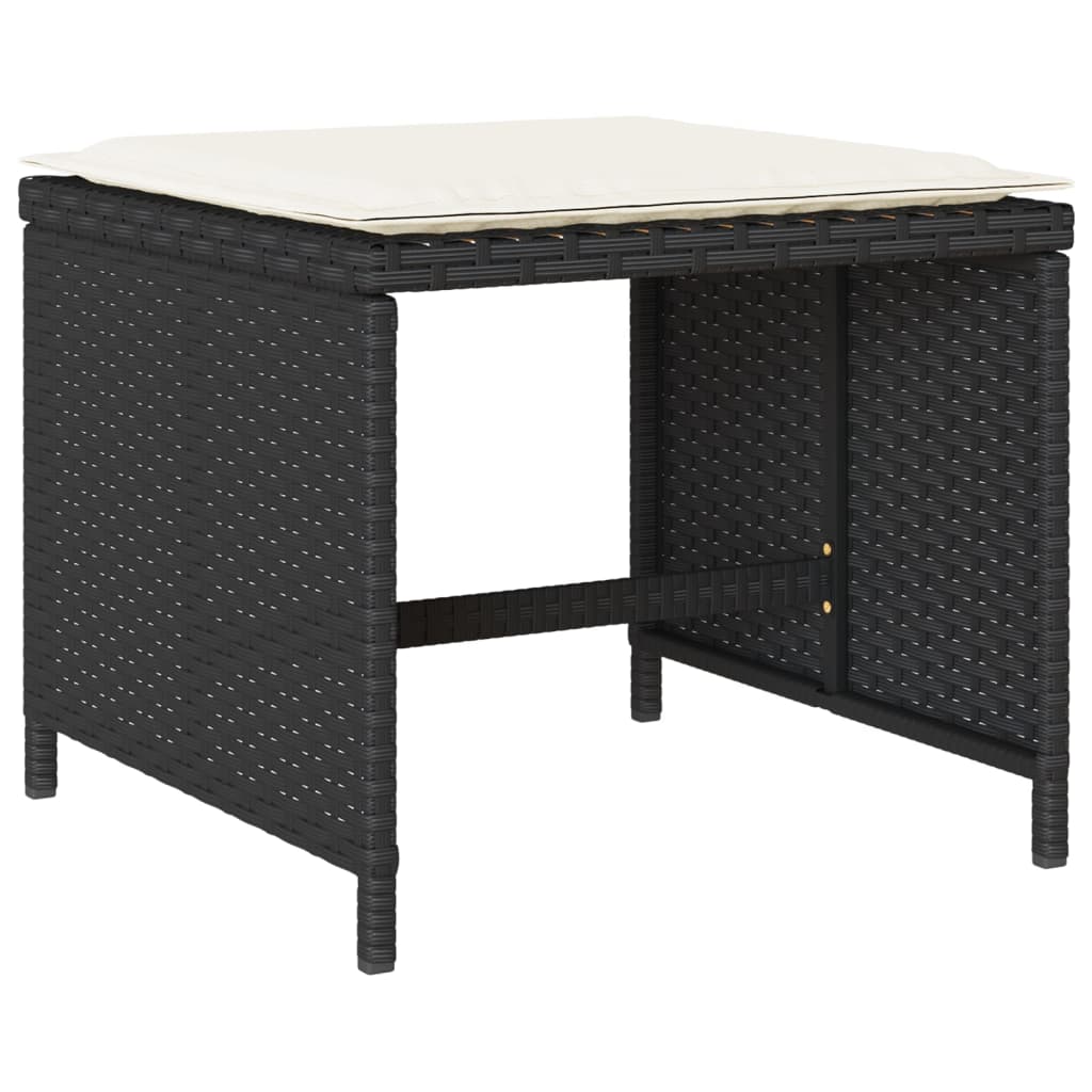 13 Piece Patio Dining Set with Cushions Black Poly Rattan