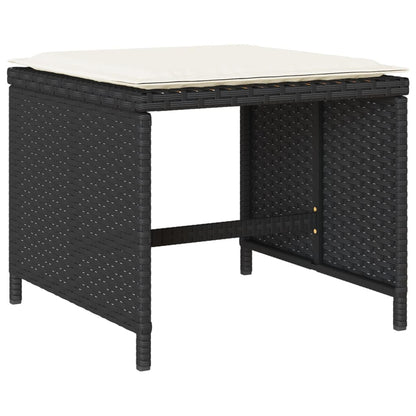 13 Piece Patio Dining Set with Cushions Black Poly Rattan