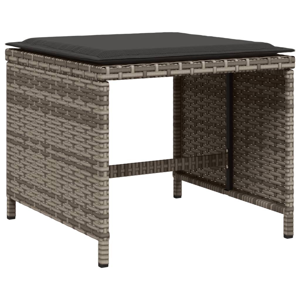 15 Piece Patio Dining Set with Cushions Gray Poly Rattan