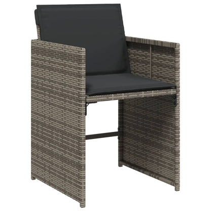15 Piece Patio Dining Set with Cushions Gray Poly Rattan