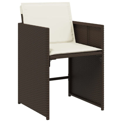 15 Piece Patio Dining Set with Cushions Brown Poly Rattan