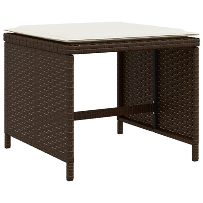 17 Piece Patio Dining Set with Cushions Brown Poly Rattan
