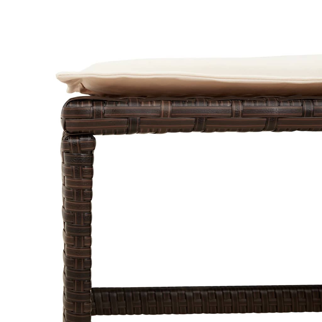 17 Piece Patio Dining Set with Cushions Brown Poly Rattan