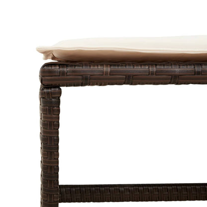 17 Piece Patio Dining Set with Cushions Brown Poly Rattan