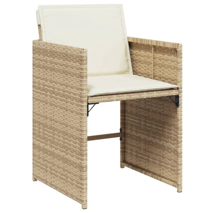 17 Piece Patio Dining Set with Cushions Beige Poly Rattan