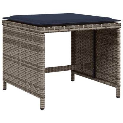17 Piece Garden Dining Set with Cushions Grey Poly Rattan