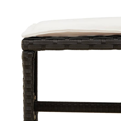 17 Piece Patio Dining Set with Cushions Black Poly Rattan